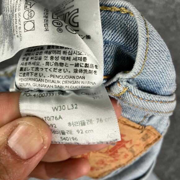 Levi's 513 Jeans Mens 30x32 Light Wash Slim Straight Fit Stretch Denim Pants - Picture 4 of 12